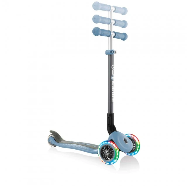 Globber Primo Foldable Lights Πτυσσόμενο σκούτερ με λαμπερά ελαστικά, παστέλ μπλε