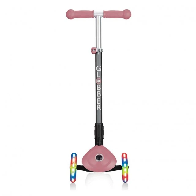 Globber Primo Foldable Lights Πτυσσόμενο σκούτερ με λαμπερά ελαστικά, Rose Ash