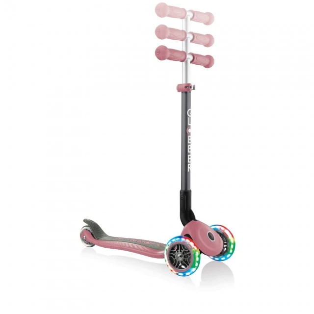 Globber Primo Foldable Lights Πτυσσόμενο σκούτερ με λαμπερά ελαστικά, Rose Ash
