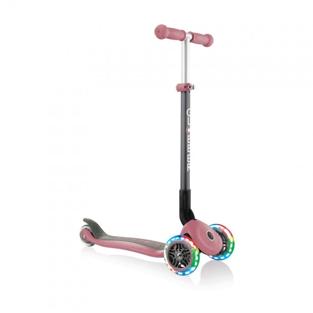 Globber Primo Foldable Lights Πτυσσόμενο σκούτερ με λαμπερά ελαστικά, Rose Ash