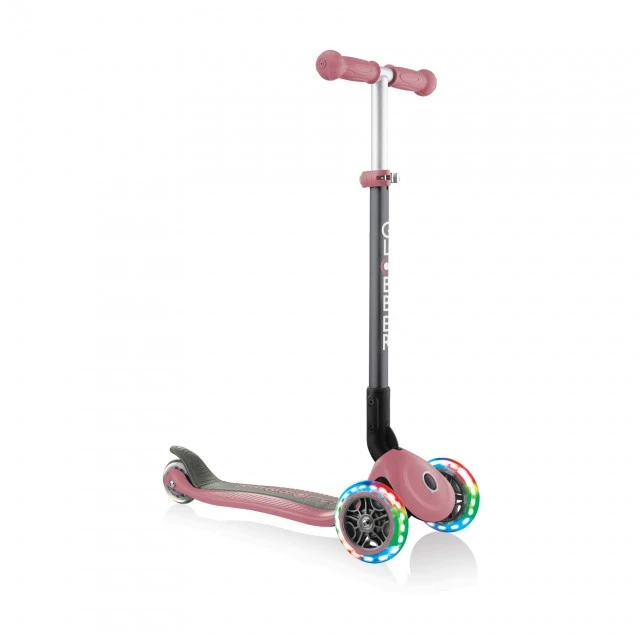 Globber Primo Foldable Lights Πτυσσόμενο σκούτερ με λαμπερά ελαστικά, Rose Ash