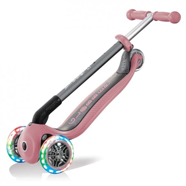 Globber Primo Foldable Lights Πτυσσόμενο σκούτερ με λαμπερά ελαστικά, Rose Ash