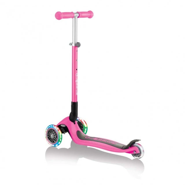 Πτυσσόμενο σκούτερ Globber Primo Foldable Lights με λαμπερά ελαστικά, ροζ