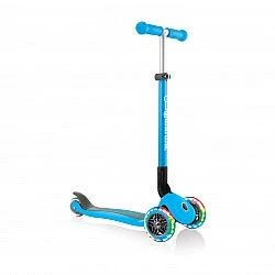 Πτυσσόμενο σκούτερ Globber Primo Foldable Lights με λαμπερά ελαστικά, γαλάζιο