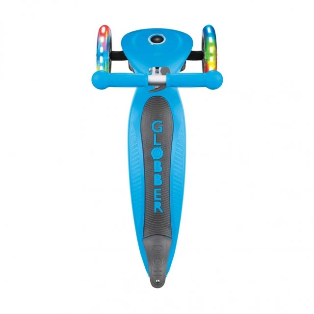 Πτυσσόμενο σκούτερ Globber Primo Foldable Lights με λαμπερά ελαστικά, γαλάζιο