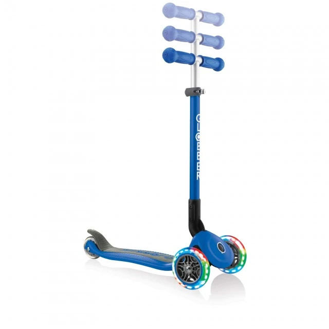 Globber Primo Foldable Lights Πτυσσόμενο σκούτερ με λαμπερά ελαστικά, σκούρο μπλε