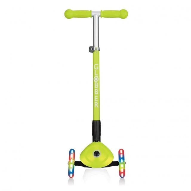 Πτυσσόμενο σκούτερ Globber Primo Foldable Lights με λαμπερά ελαστικά, πράσινο