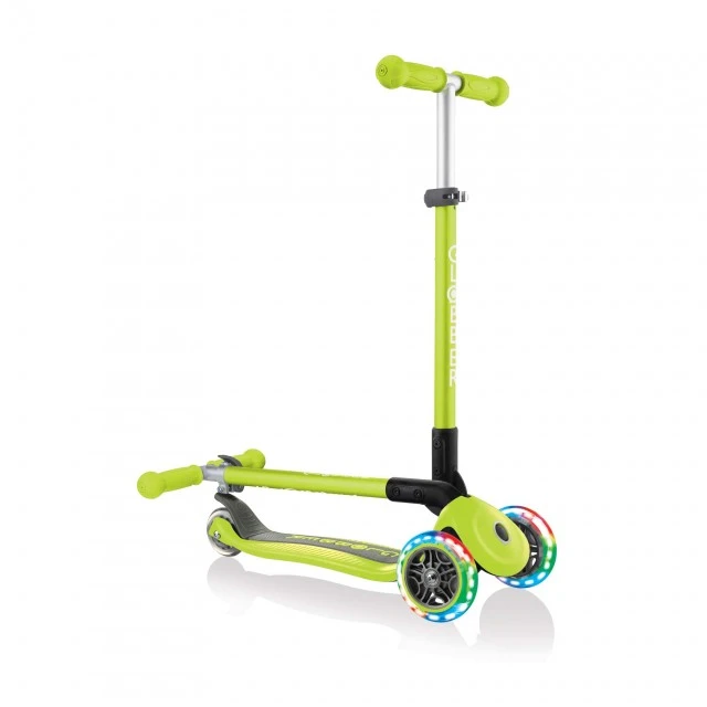 Πτυσσόμενο σκούτερ Globber Primo Foldable Lights με λαμπερά ελαστικά, πράσινο