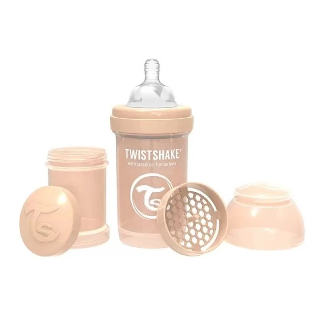 Μπιμπερό κατά των κολικών Twistshake 180 ml μπεζ