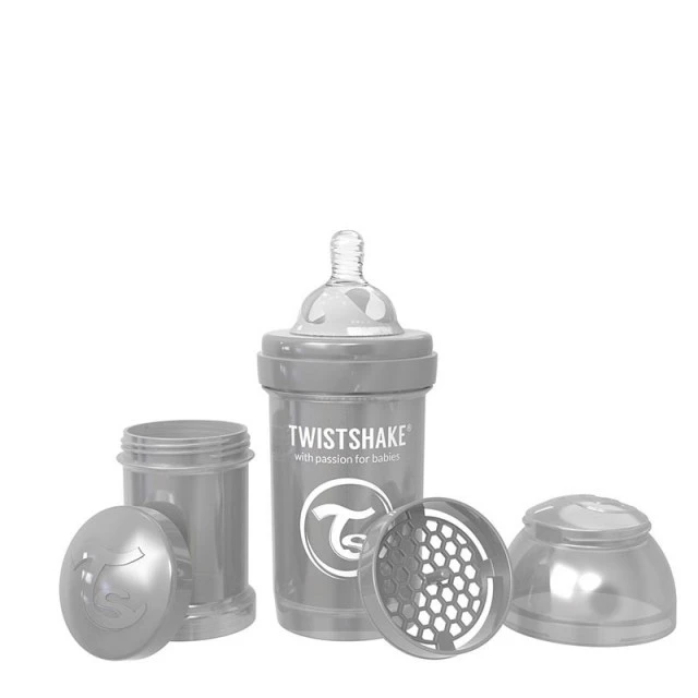 Μπουκάλι κατά των κολικών για μωρά Twistshake 180 ml - Pearl Grey Collection
