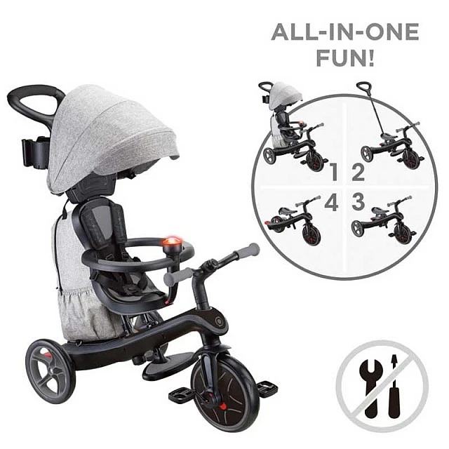 Τρίκυκλο 4 σε 1 GLOBBER EXPLORER TRIKE DELUXE PLAY με τέντα σε μαύρο χρώμα
