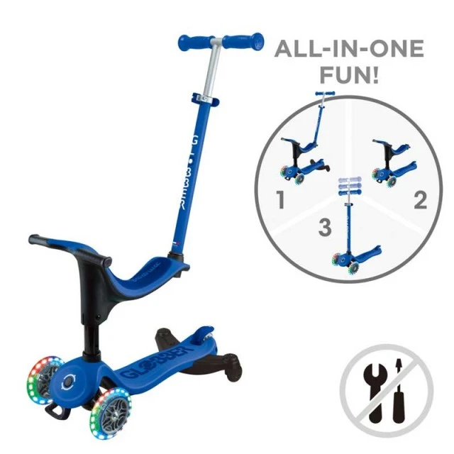 Σκούτερ 4 σε 1 GLOBBER GO UP SPORTY LITS 360° - μπλε
