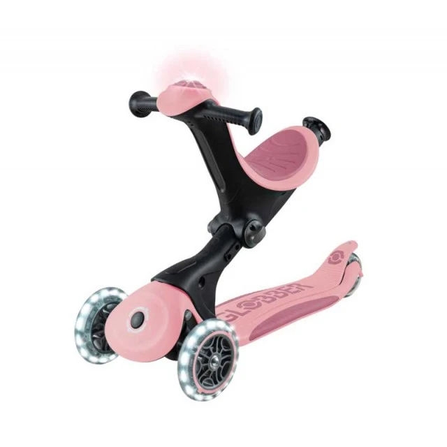Πατίνι 5 σε 1 GLOBBER GO UP DELUXE LIGHTS 360° - παστέλ ροζ