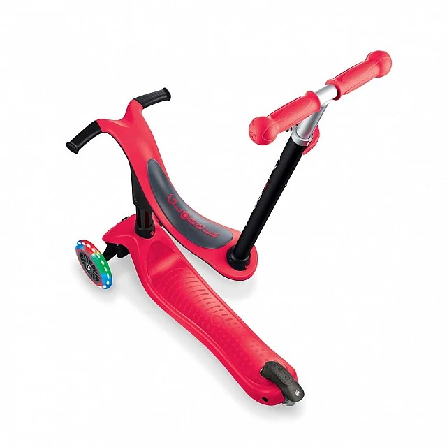 Globber 4 σε 1 σκούτερ με σταθεροποιητή, GO UP Sporty Lights - Red