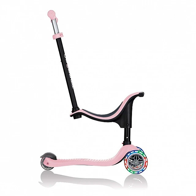Globber 4 in 1 Scooter with Stabilizer, GO UP Sporty Lights - Rose Ash