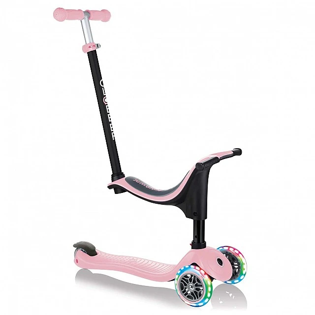 Globber 4 in 1 Scooter with Stabilizer, GO UP Sporty Lights - Rose Ash
