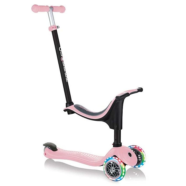 Globber 4 in 1 Scooter with Stabilizer, GO UP Sporty Lights - Rose Ash