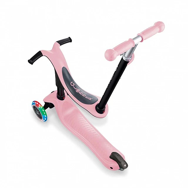 Globber 4 in 1 Scooter with Stabilizer, GO UP Sporty Lights - Rose Ash