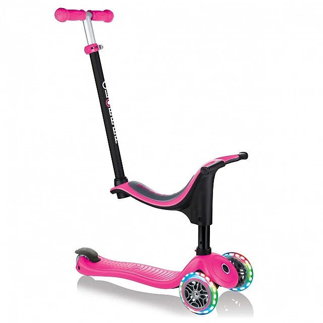 Globber 4 σε 1 scooter με σταθεροποιητή, GO UP Sporty Lights - Pink