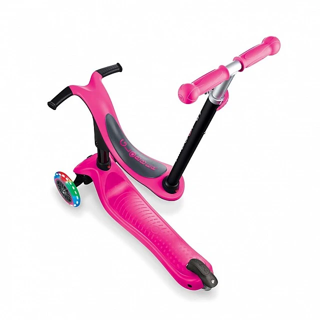 Globber 4 σε 1 scooter με σταθεροποιητή, GO UP Sporty Lights - Pink