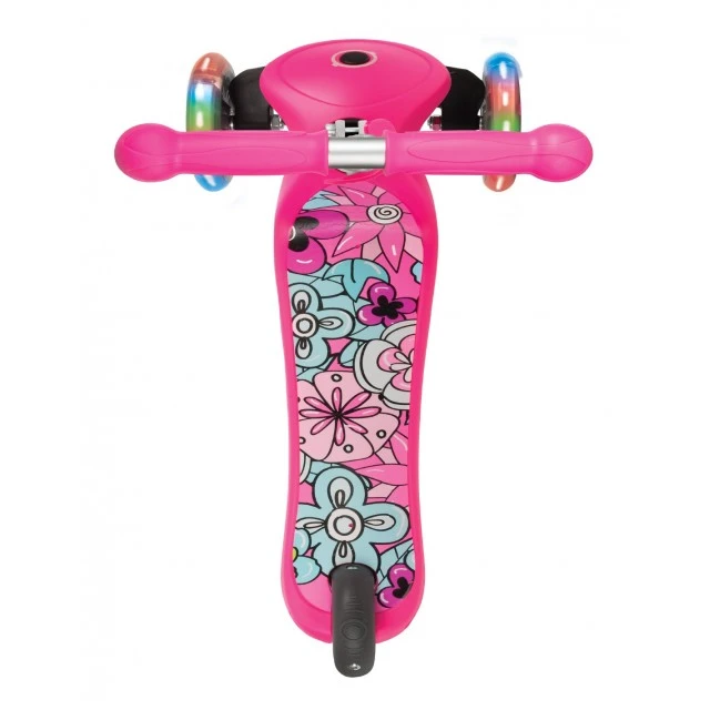 Scooter Primo Fantasy Light - Ροζ με φωτεινά ελαστικά εμπριμέ με φιγούρα λουλούδια