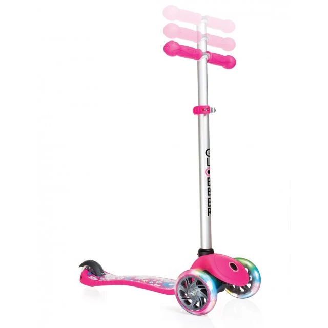Primo Fantasy Light scooter με φωτιζόμενα ελαστικά - Ροζ στάμπα λουλουδιών