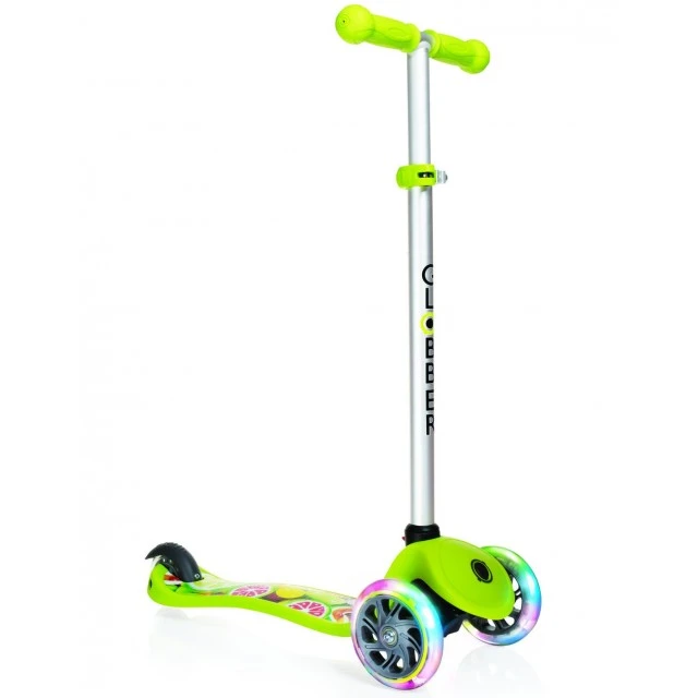 Primo Fantasy Light scooter με φωτεινά ελαστικά - Πράσινο με στάμπα φρούτων