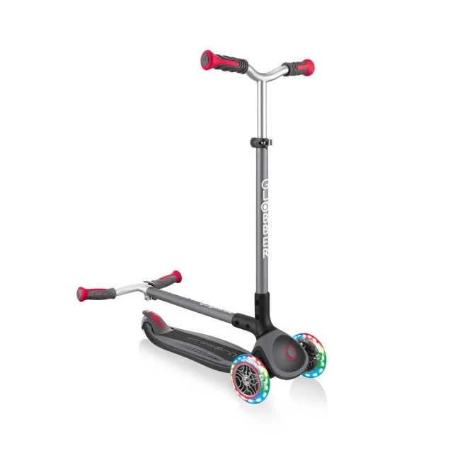 Scooter Globber Master Lights 3 τροχών, μαύρο και κόκκινο