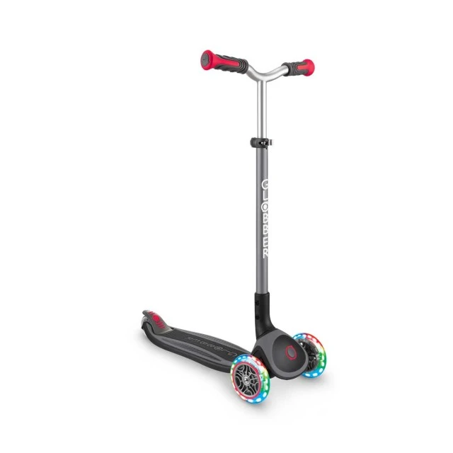 Scooter Globber Master Lights 3 τροχών, μαύρο και κόκκινο