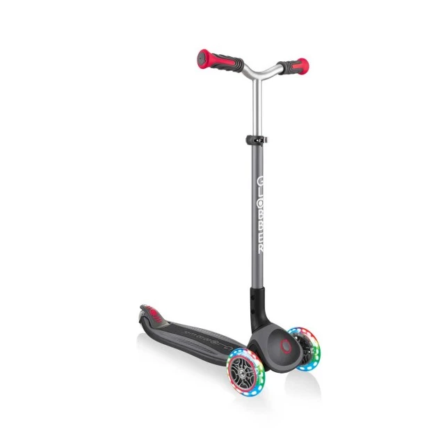 Scooter Globber Master Lights 3 τροχών, μαύρο και κόκκινο