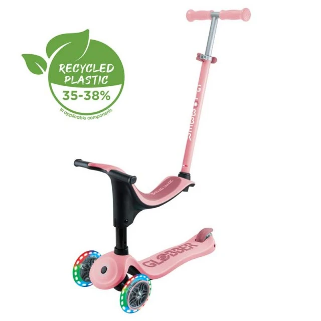 Σκούτερ με κάθισμα 4 σε 1 GLOBBER GO UP SPORTY LIGHT - παστέλ ροζ