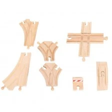 Σετ ξύλινων σιδηροδρομικών γραμμών - Ευθείες και διακλαδισμένες
