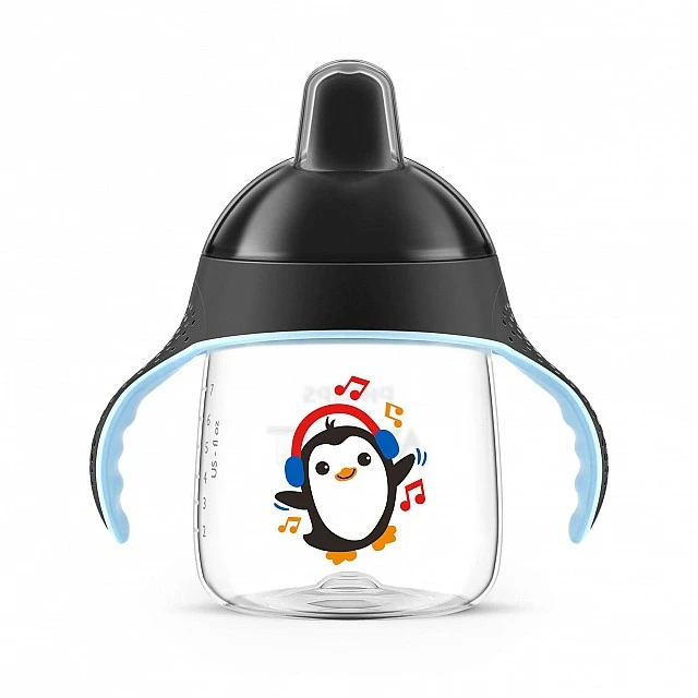 Philips AVENT Κύπελλο που δεν χυθεί με σκληρό άκρο 260 ml, 12 m+, Penguin, μαύρο