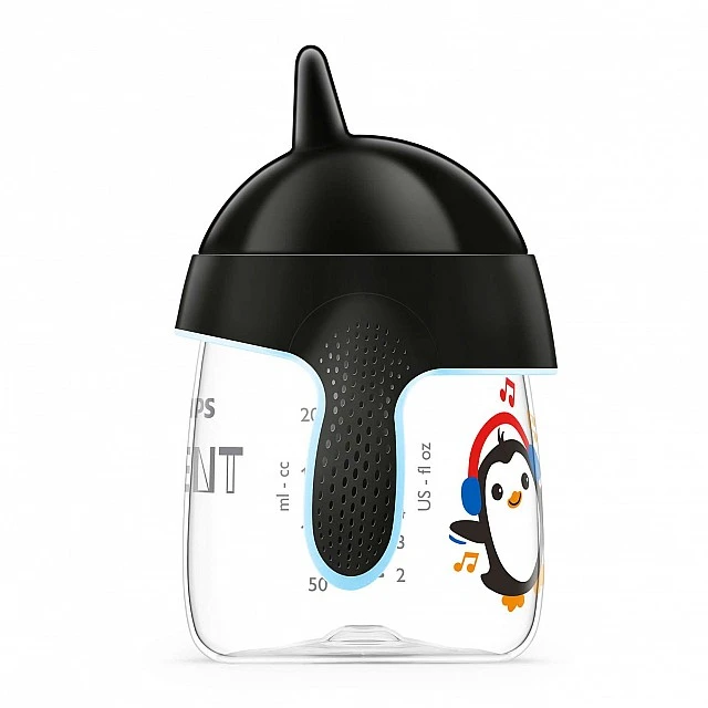 Philips AVENT Κύπελλο που δεν χυθεί με σκληρό άκρο 260 ml, 12 m+, Penguin, μαύρο