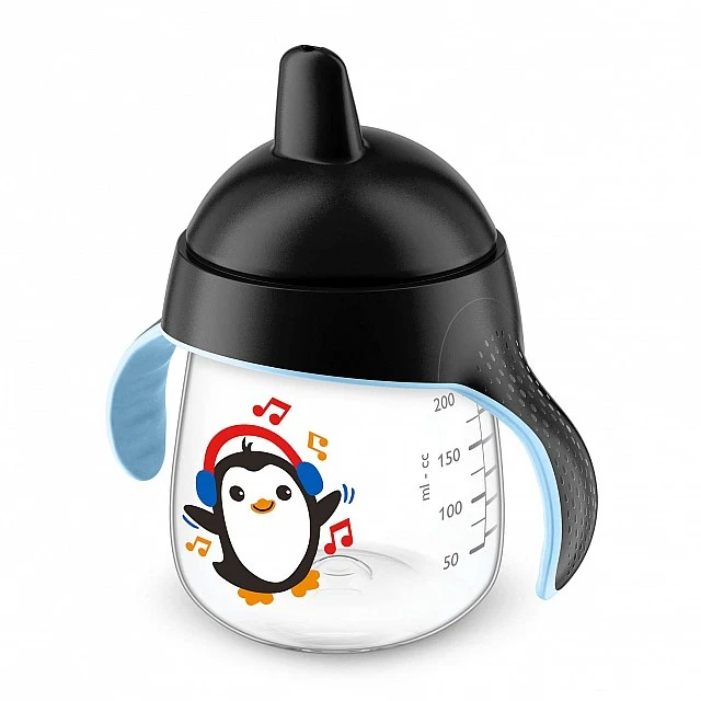 Philips AVENT Κύπελλο που δεν χυθεί με σκληρό άκρο 260 ml, 12 m+, Penguin, μαύρο