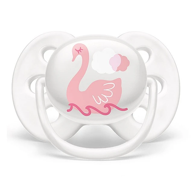 Πιπίλες Ultra Soft 0-6m σε ροζ χρώμα με Swan ντεκόρ και γράμματα