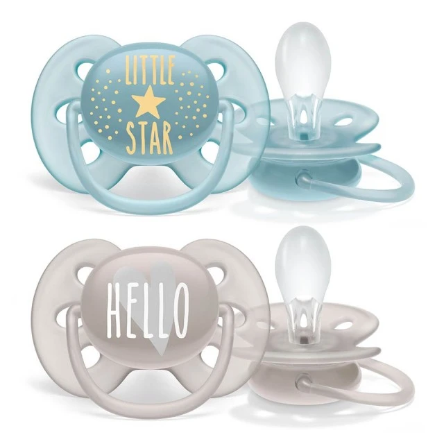 Πιπίλες Ultra Soft 6-18m σε μπλε χρώμα με επιγραφή και αστέρι