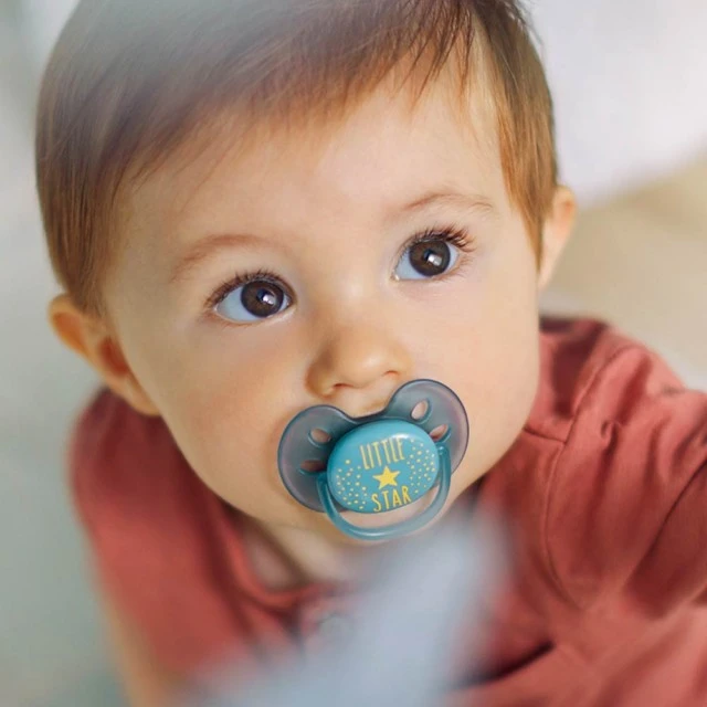 Πιπίλες Ultra Soft 6-18m σε μπλε χρώμα με επιγραφή και αστέρι