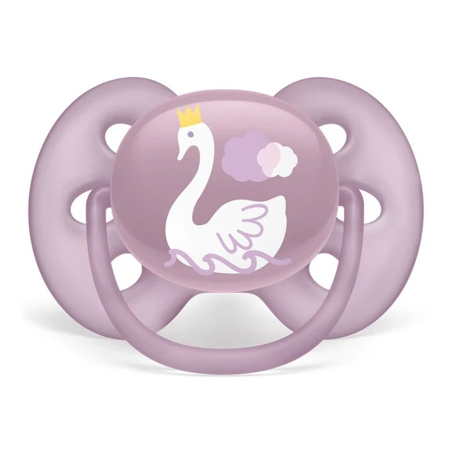 Πιπίλες Ultra Soft 6-18m ροζ με διακόσμηση Swan and Princess