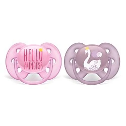 Πιπίλες Ultra Soft 6-18m ροζ με διακόσμηση Swan and Princess