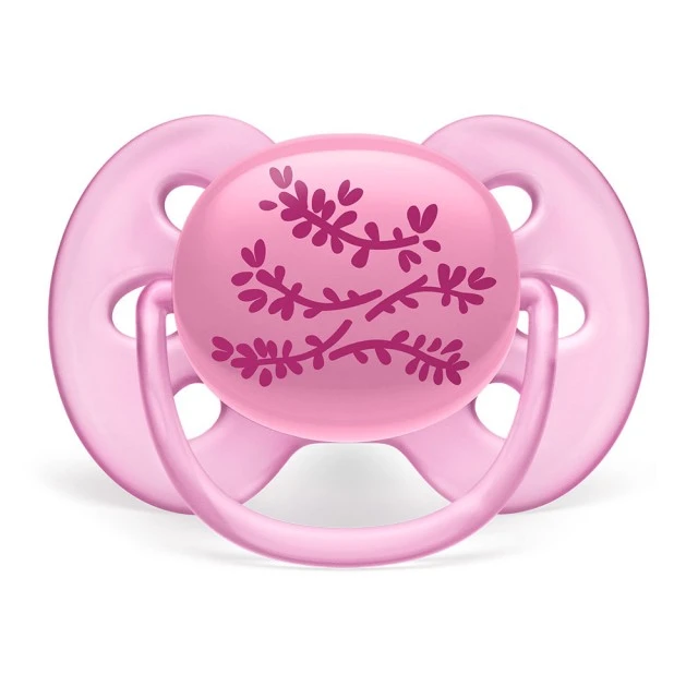 Πιπίλες Ultra Soft 6-18m ροζ με διακόσμηση λουλουδιών και σκίουρου