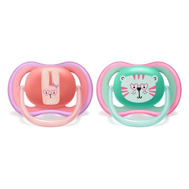 Πιπίλες Ultra Air 18m+ με διακόσμηση Tiger and Rabbit