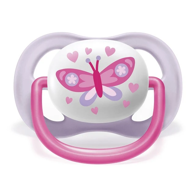Πιπίλες Ultra Air Happy 0-6m ροζ με Butterfly and Love ντεκόρ
