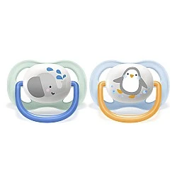 Πιπίλες Ultra Air Animals 0-6m με διακόσμηση ελέφαντα και πιγκουίνο