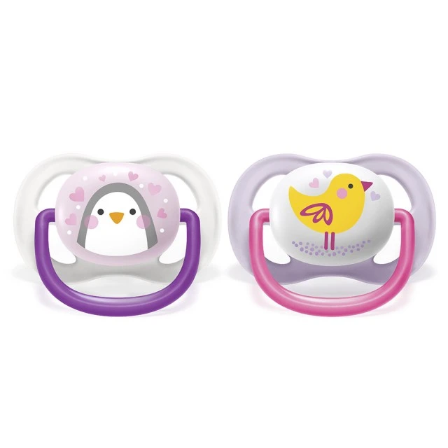 Πιπίλες Ultra Air Animals 0-6m με διακόσμηση Penguin and Bird
