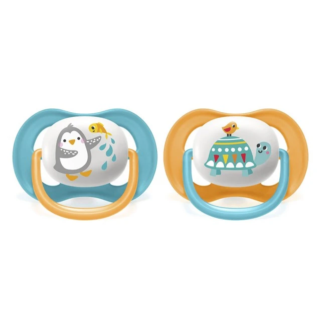 Πιπίλες Ultra Air Animals 6-18m με διακόσμηση Penguin and Turtle