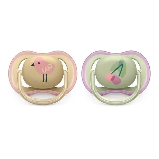 Πιπίλες Ultra Air 0-6m μπλε με διακόσμηση Cherry and Bird