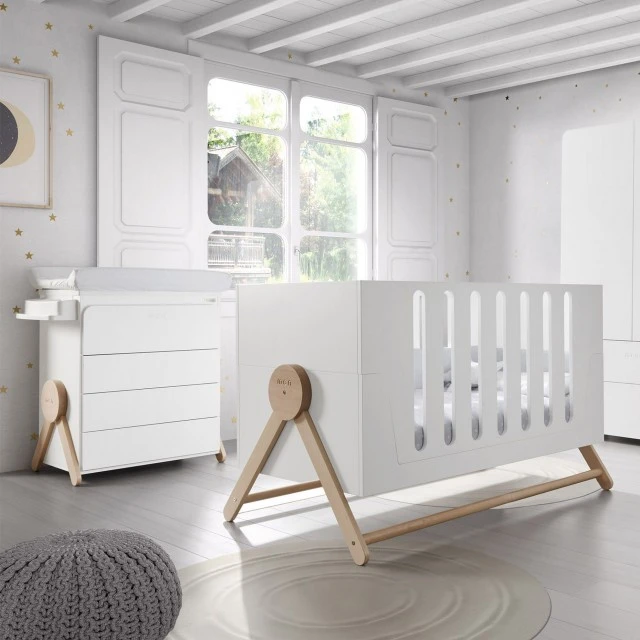 Παιδικό κρεβάτι MICUNA Transforming BIG SWING COT, 70/140 cm - λευκό/σκανδιναβικό