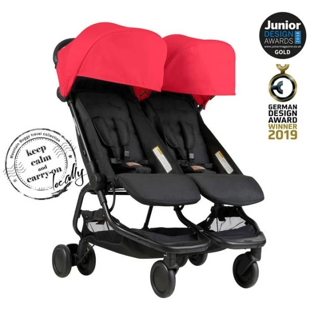 Mountain Buggy Καρότσι για δύο παιδιά Nano DUO Ruby (μαύρο και κόκκινο)