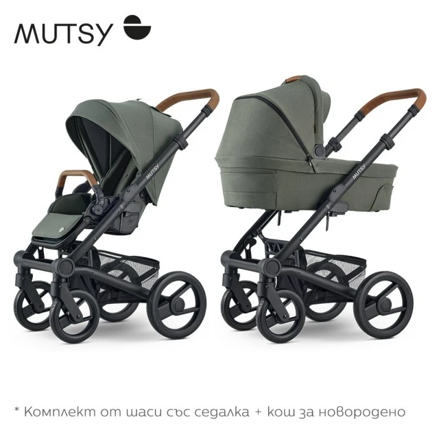 Mutsy NIO Sea Green PACKAGE Σασί με κάθισμα + Bassinet για νεογέννητο